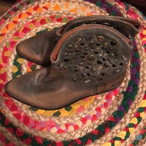 Jeweled distressed booties